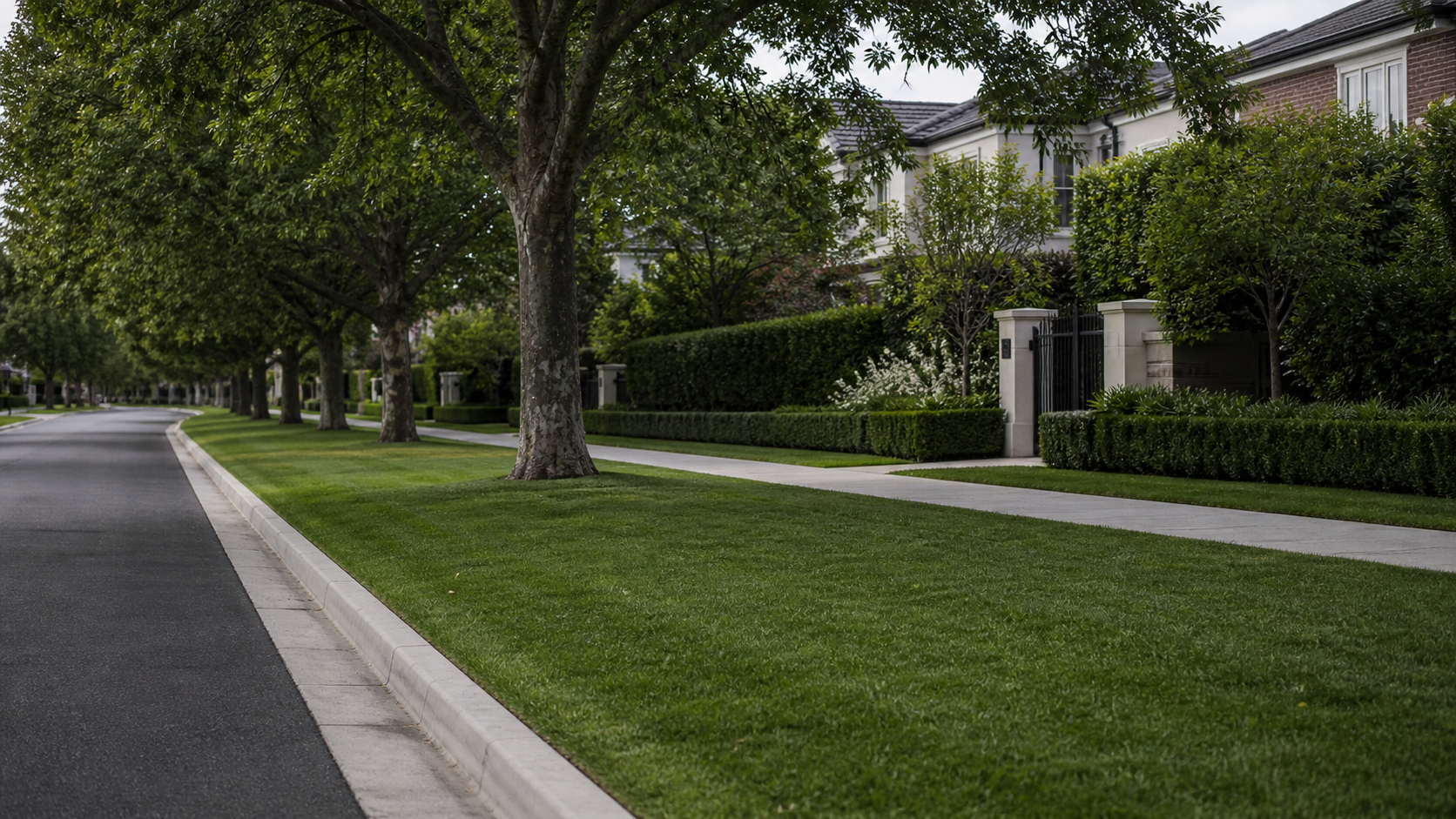 Beautifully maintained Melbourne garden lawn showcasing premium landscaping services by Mow It Up