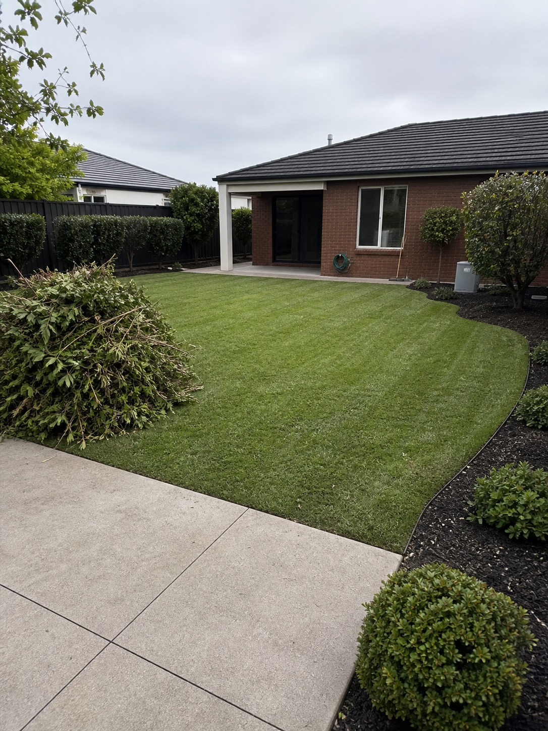 Melbourne yard cleanup and lawn edging service, before and after transformation by Mow It Up garden care