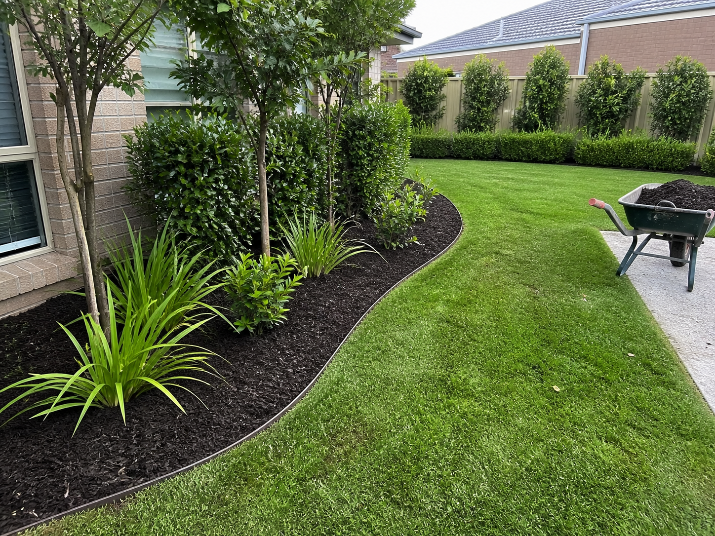 Mulching and top dressing service in Melbourne, garden beds finished with quality mulch by Mow It Up